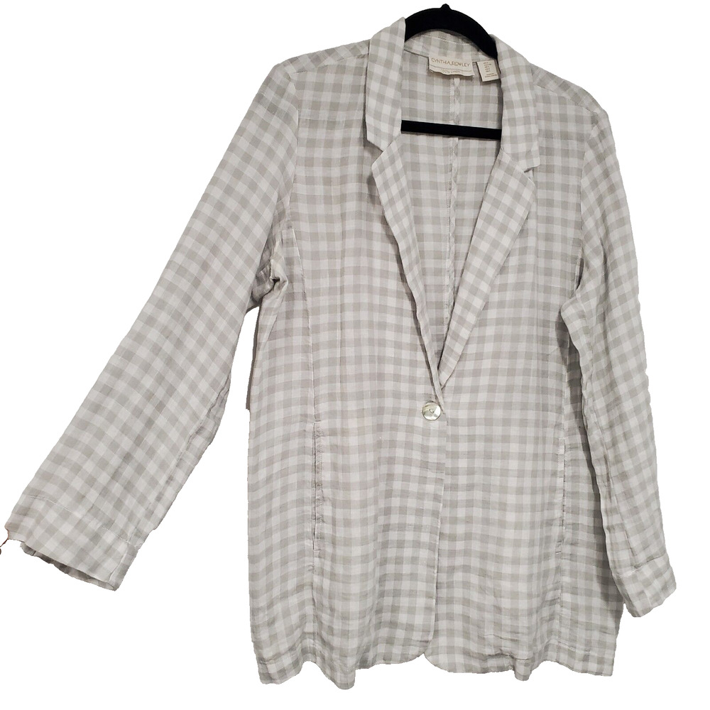 Cynthia Rowley Light Gray & White Gingham Blazer